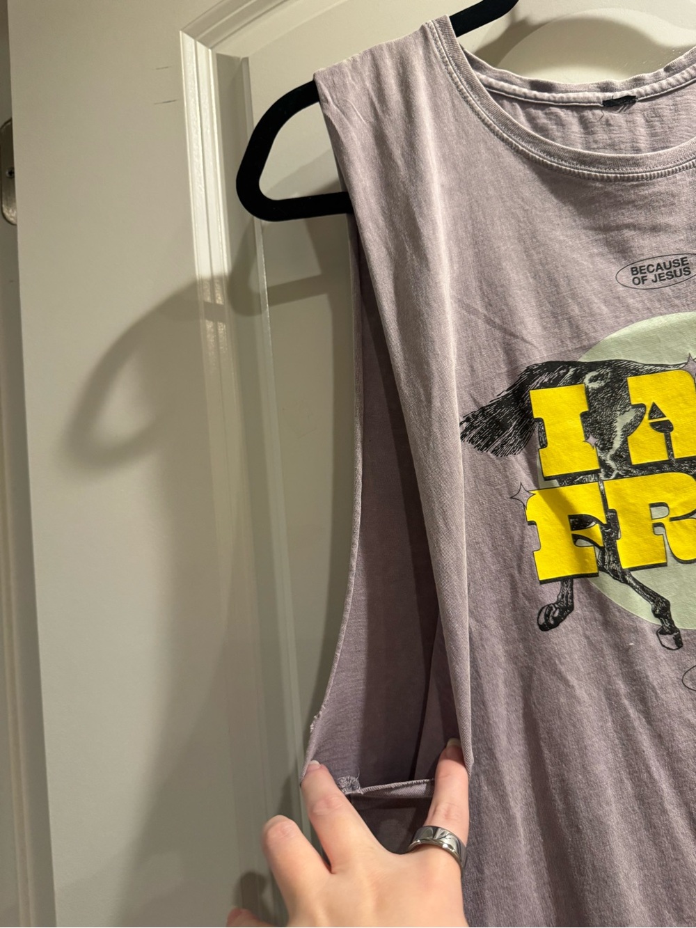 Walk In Love Lavender Graphic Tank Top with Yellow 'I AM FREE' Print - Picture 2 of 4